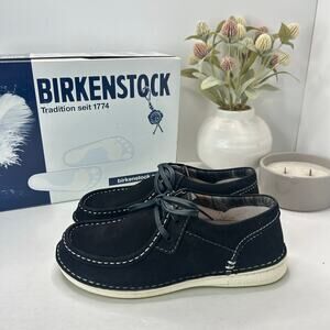 Birkenstock Pasadena Suede Moc Toe Shoe Nubuk Black Women 6/Men 4 EU 37 NWB